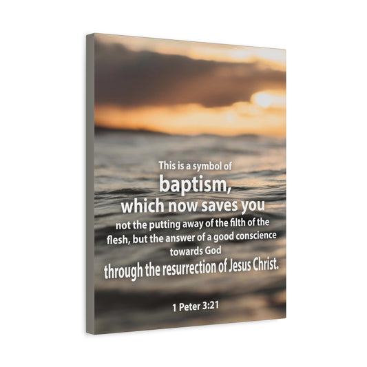 Scripture Canvas Baptism 1 Peter 3:21 Christian Wall Art Bible Verse Print Ready to Hang