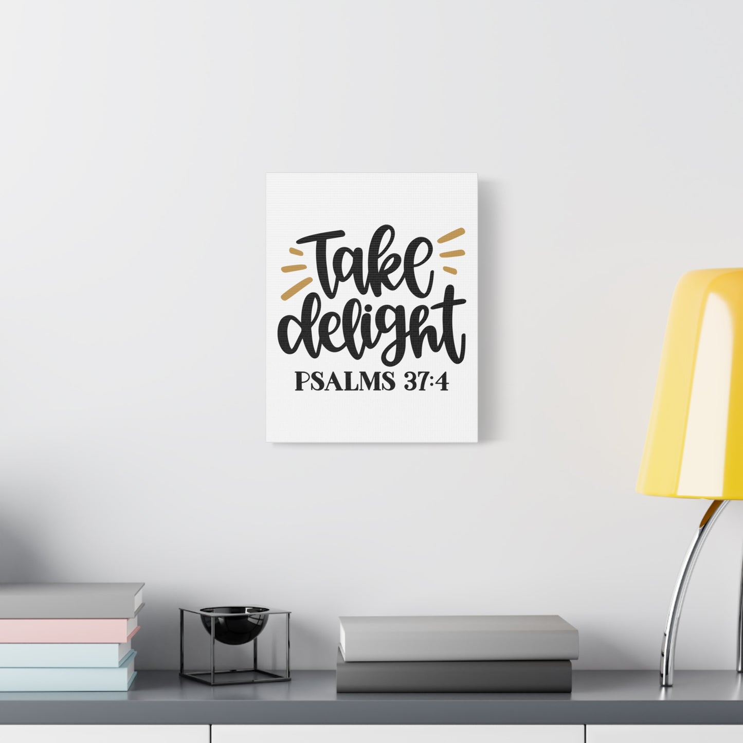Scripture Canvas Take Delight Psalms 37:4 Christian Wall Art Bible Verse Print Ready to Hang