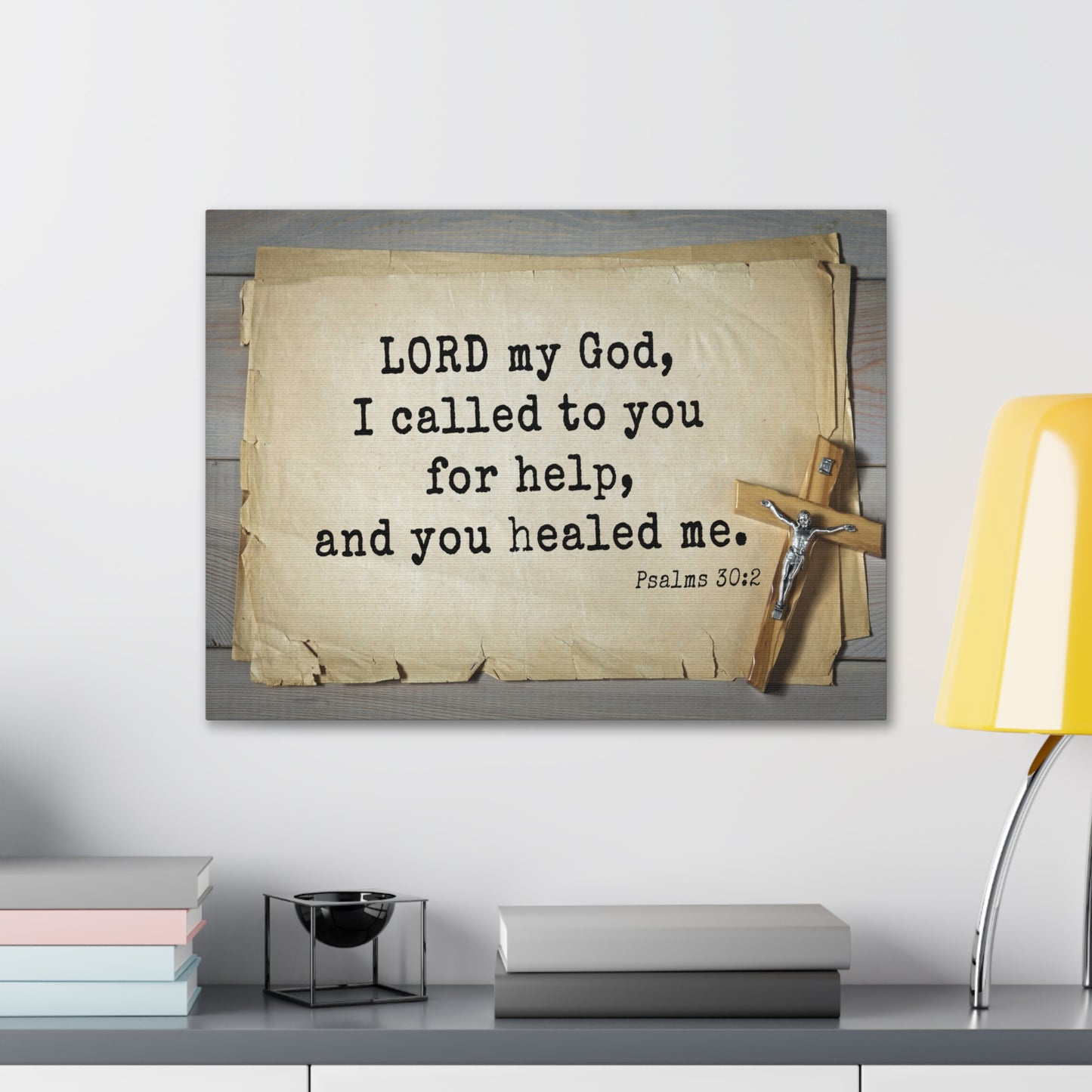 You Healed Me Psalms 30:2 Bible Verse Canvas Christian Wall Art Ready to Hang