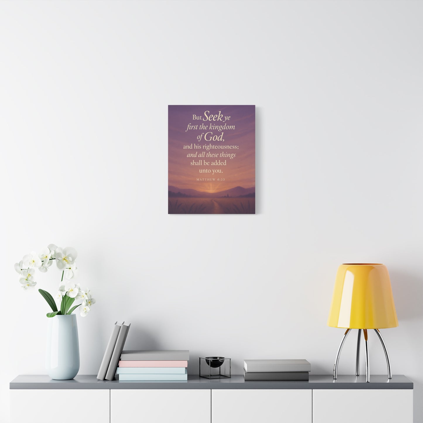 Bible Verse Canvas Matthew 6:33 Christian Home Décor Wall Art Scripture Ready to Hang Faith Print