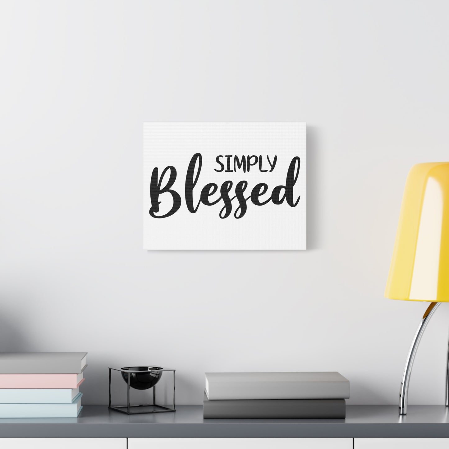 Scripture Canvas Simply Blessed Psalm 33:12 Cursive Christian Wall Art Bible Verse Print Ready to Hang