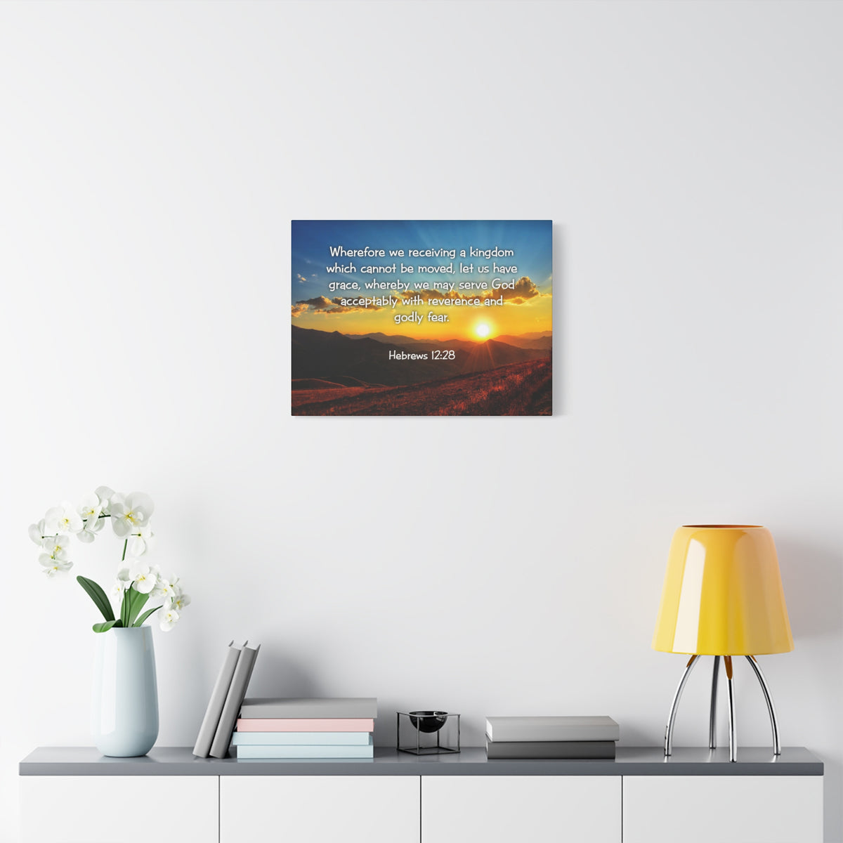 Scripture Canvas Kingdom Hebrews 12:28 KJV Christian Wall Art Bible Verse Print Ready to Hang