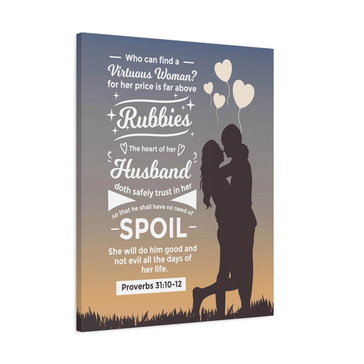 Scripture Canvas Rubbies Husband Proverbs 31:10-12 Christian Wall Art Bible Verse Print Ready to Hang
