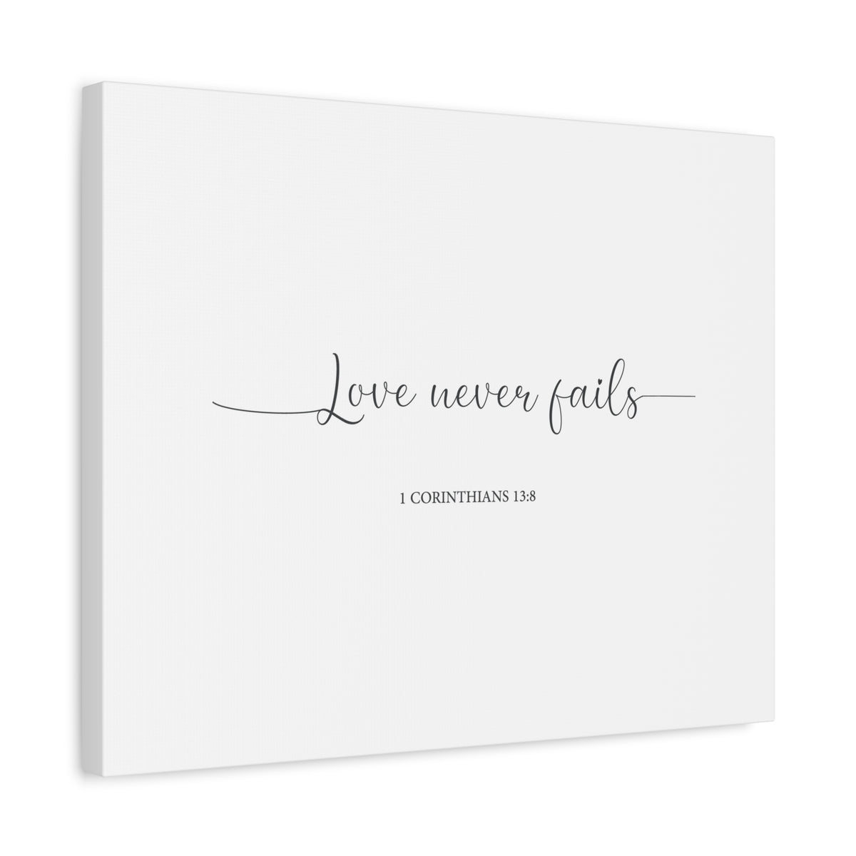 Scripture Canvas Love Never Fails 1 Corinthians 13:8 Christian Wall Art Bible Verse Print Ready to Hang