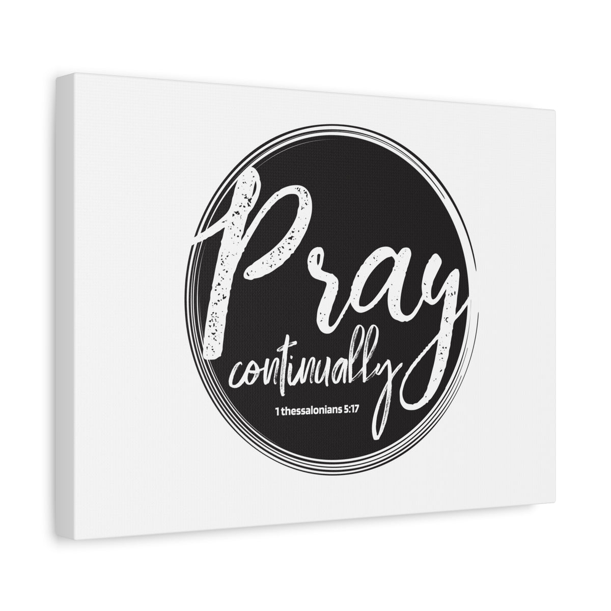 Scripture Canvas Pray Continually Gray Circle 1 Thessalonians 5:17 Christian Wall Art Bible Verse Print Ready to Hang