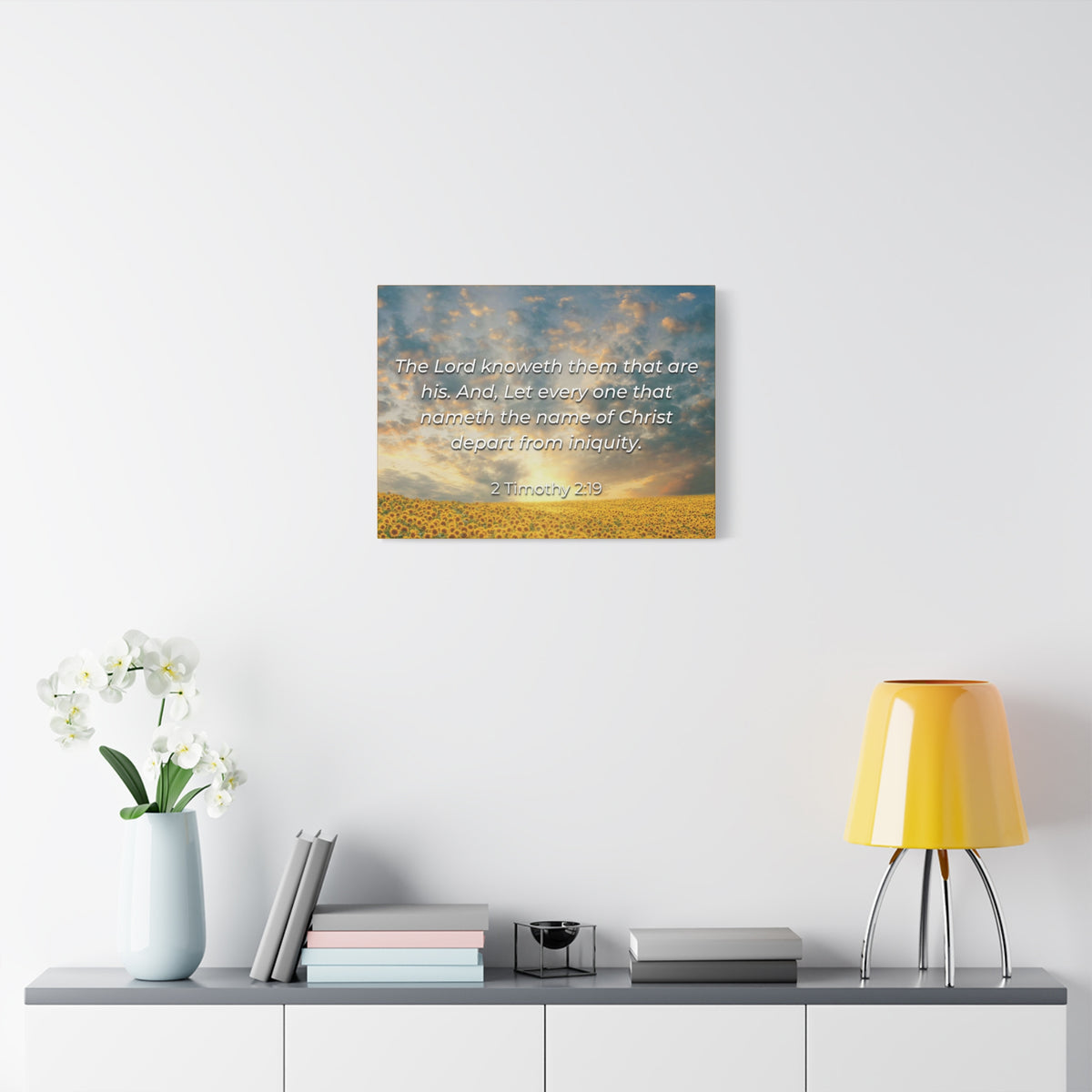 Scripture Canvas Foundation Of God 2 Timothy 2:19 Christian Wall Art Bible Verse Print Ready to Hang