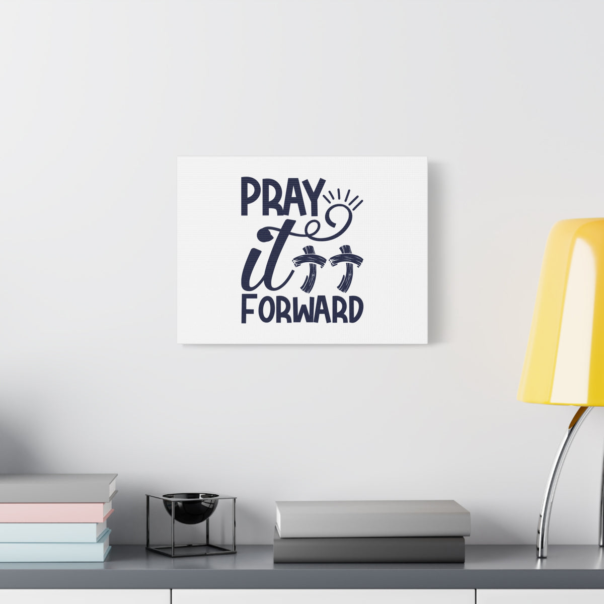 Scripture Canvas Pray It Forward Romans 12:12 Double Cross Christian Wall Art Bible Verse Print Ready to Hang