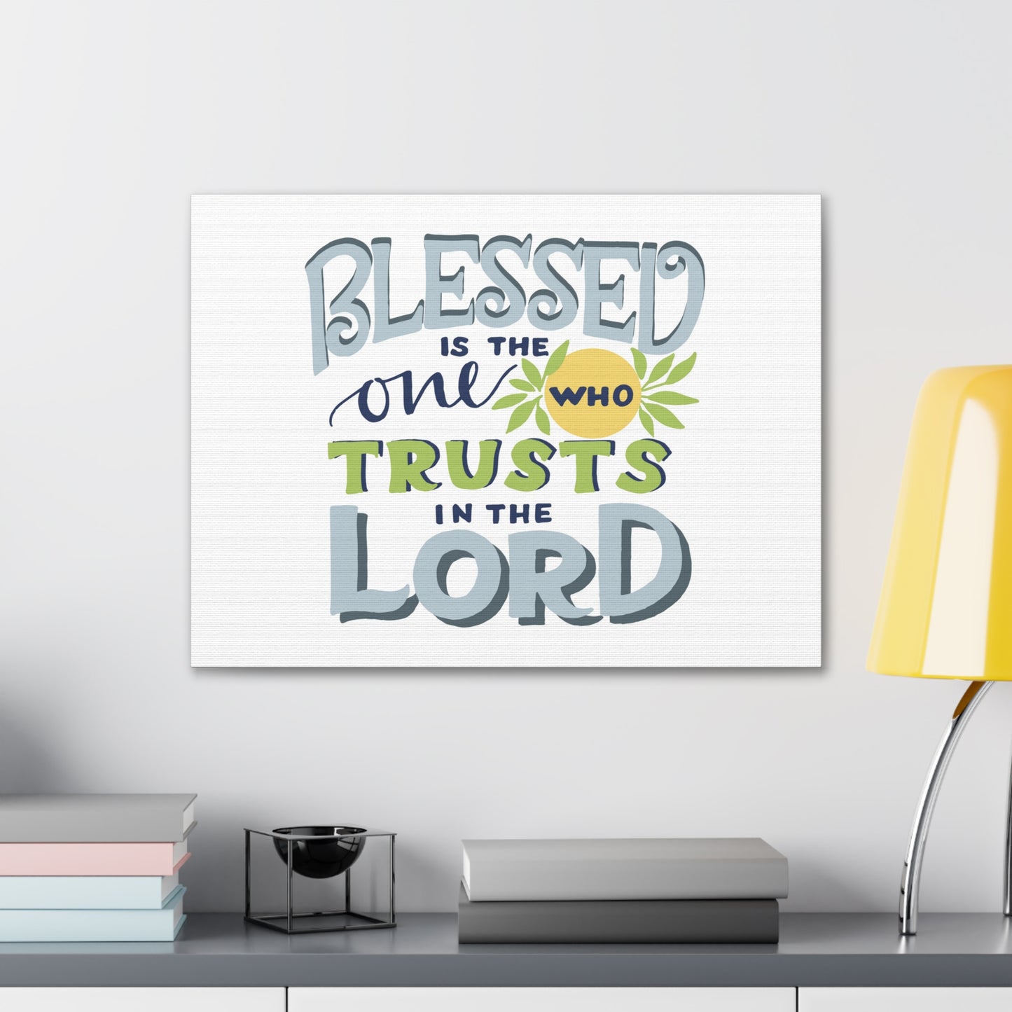 Trust In The Lord Psalm 40:4 Pale Blue Christian Wall Art Bible Verse Print Ready to Hang