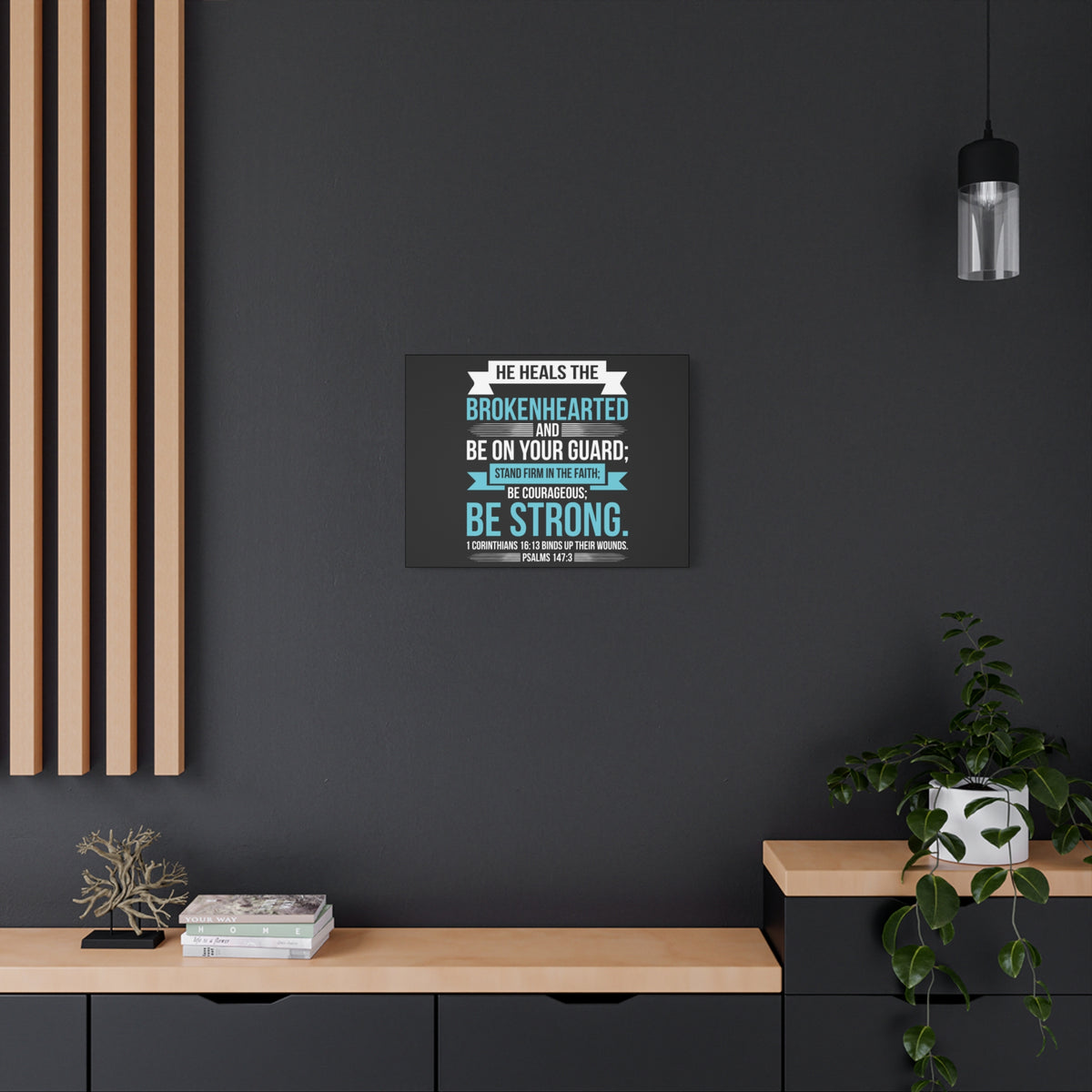 Scripture Canvas Be On Your Guard Psalms 147:3 Christian Wall Art Bible Verse Print Ready to Hang