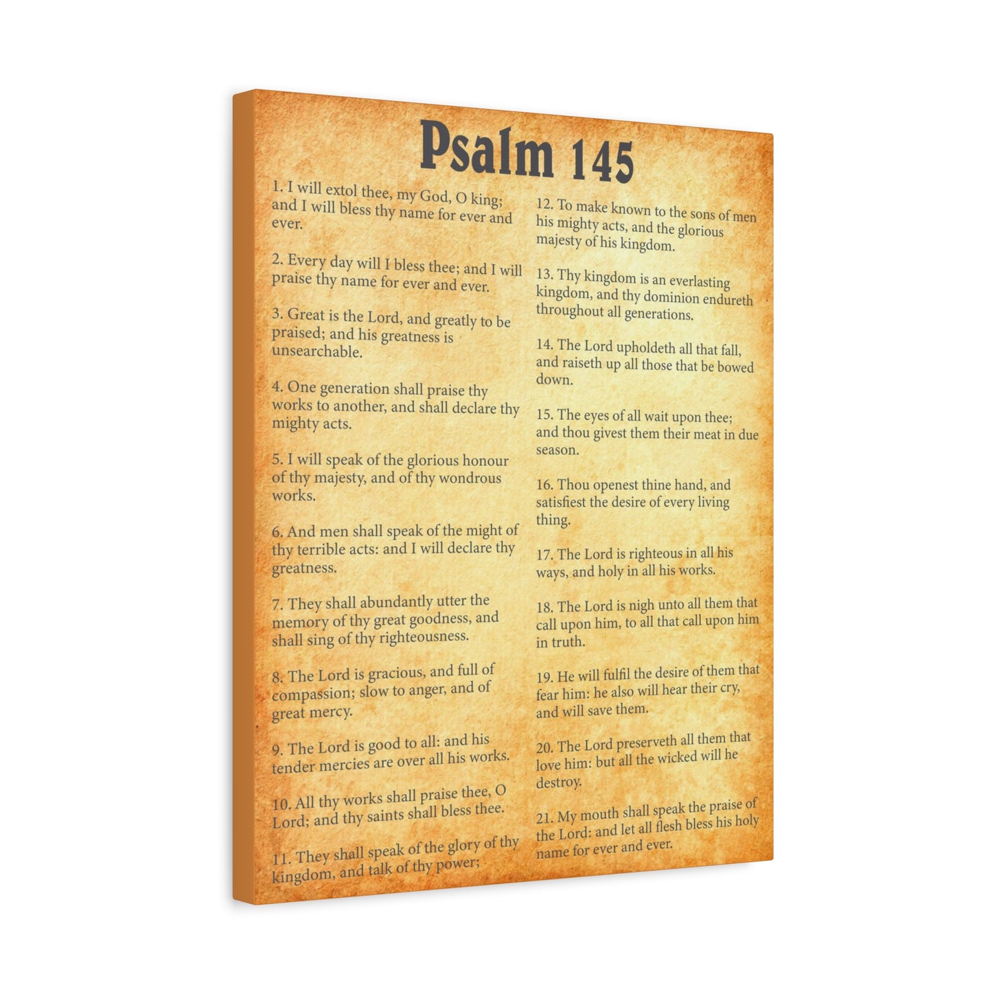 Scripture Walls Psalm 145 Gold Bible Chapter Canvas Christian Wall Art Ready to Hang
