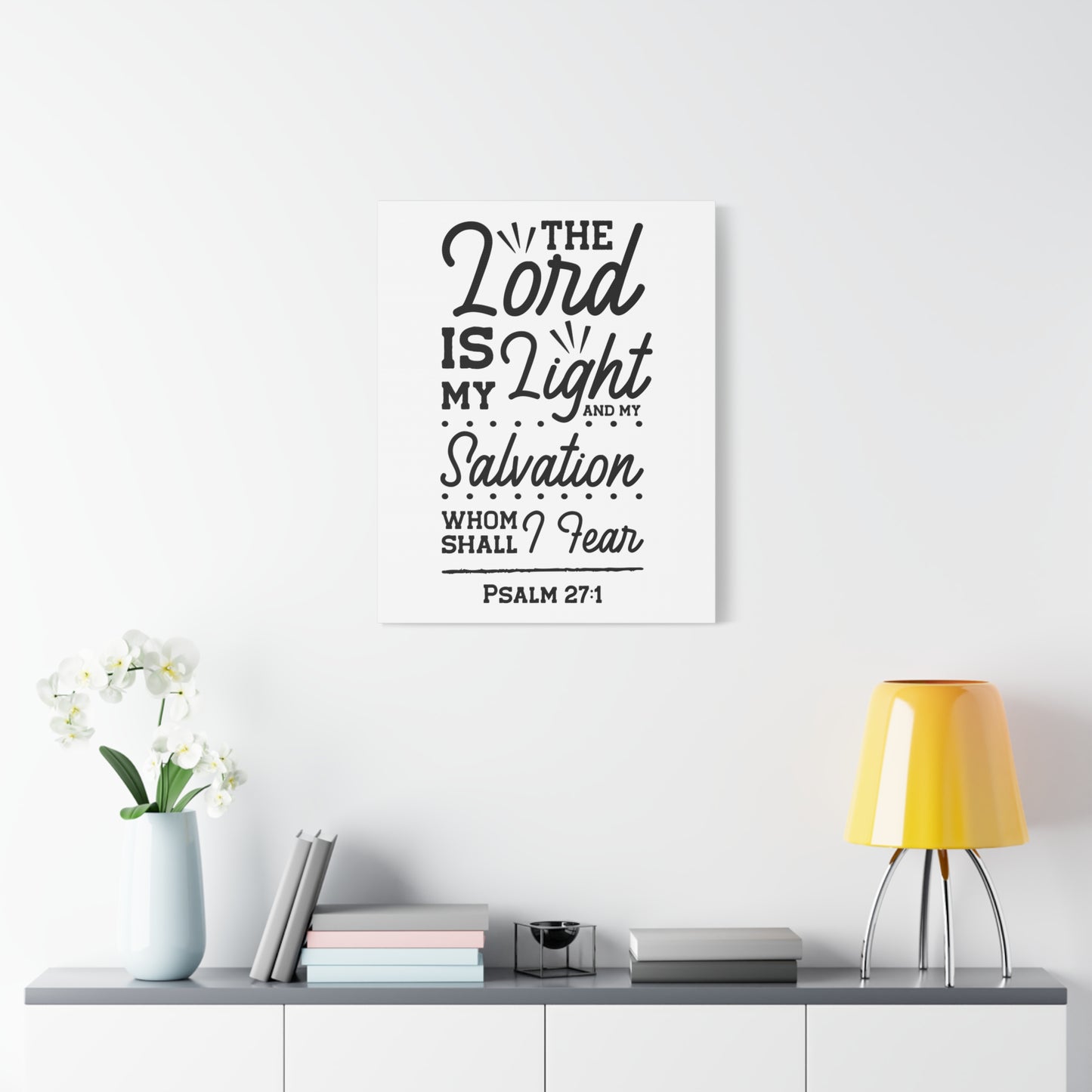 Scripture Canvas Lord Is My Light Psalm 27:1 Christian Wall Art Bible Verse Print Ready to Hang