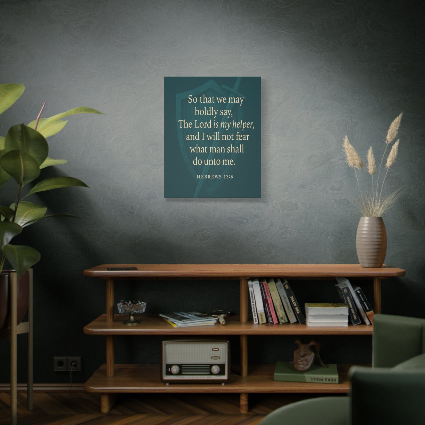 Bible Verse Canvas Hebrews 13:6 Christian Home Décor Wall Art Scripture Ready to Hang Faith Print