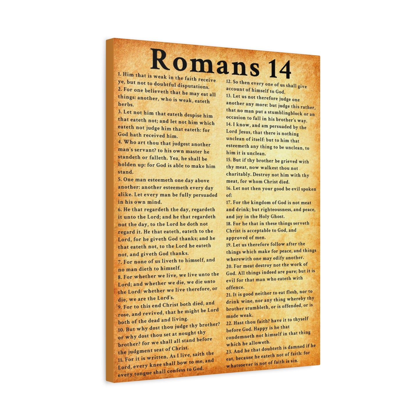 Scripture Walls Romans 14 Gold Bible Verse Canvas Christian Wall Art Ready to Hang Unframed