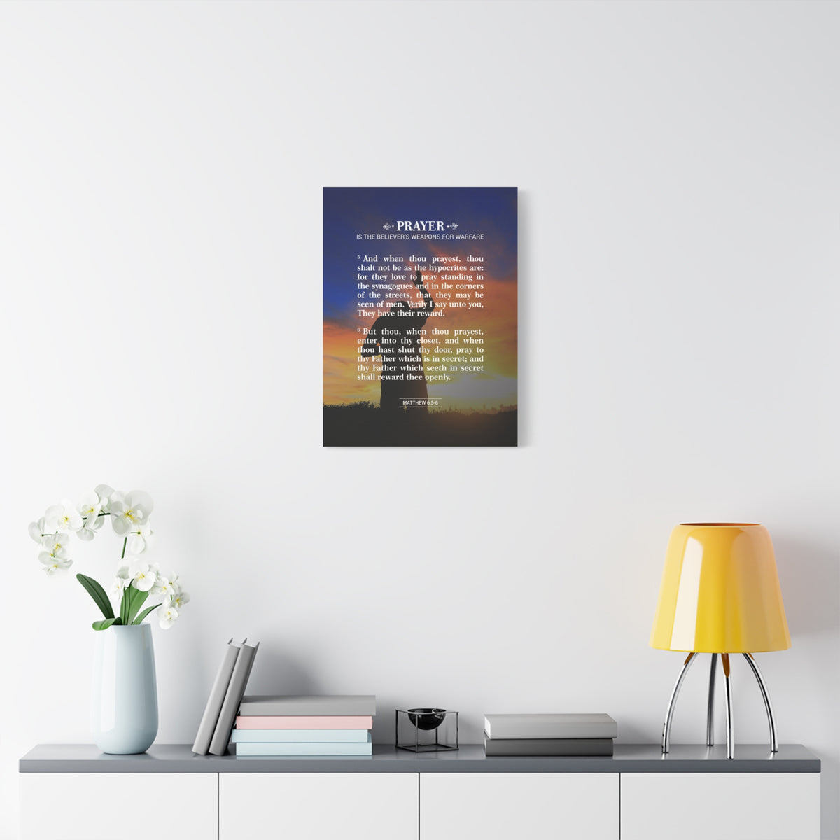 Scripture Canvas Prayer Matthew 6:5-6 Christian Wall Art Bible Verse Print Ready to Hang