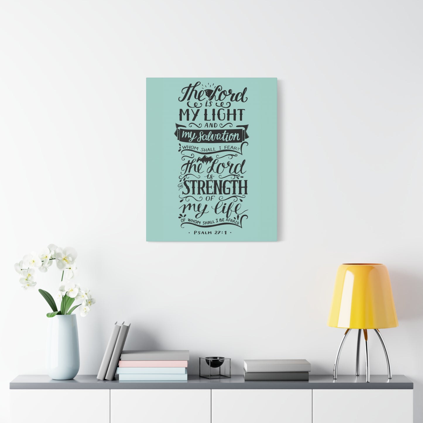 Scripture Canvas The Lord Is My Light Psalm 27 :1 Christian Wall Art Bible Verse Print Ready To Hang
