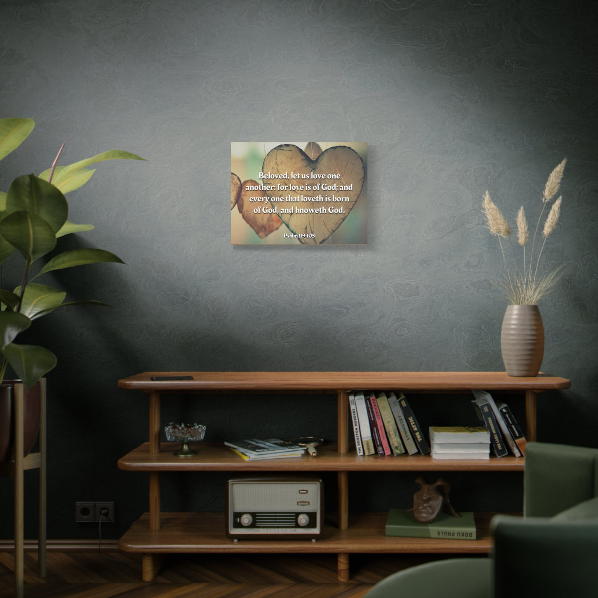 Scripture Canvas Love One Another 1 John 4:7 Christian Wall Art Bible Verse Print Ready to Hang