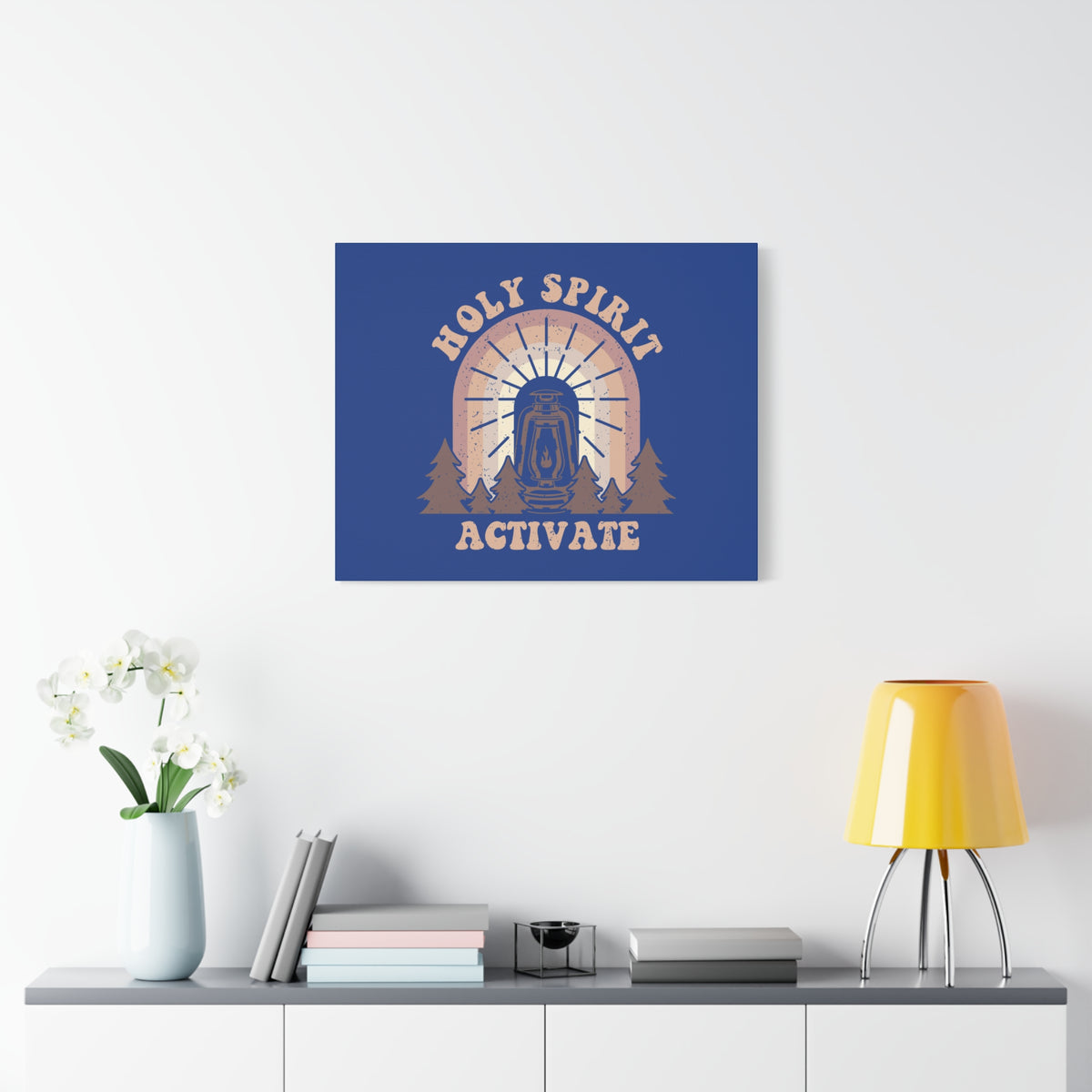 Scripture Canvas Holy Spirit Activate Acts 2:38 Blue Christian Wall Art Bible Verse Print Ready to Hang