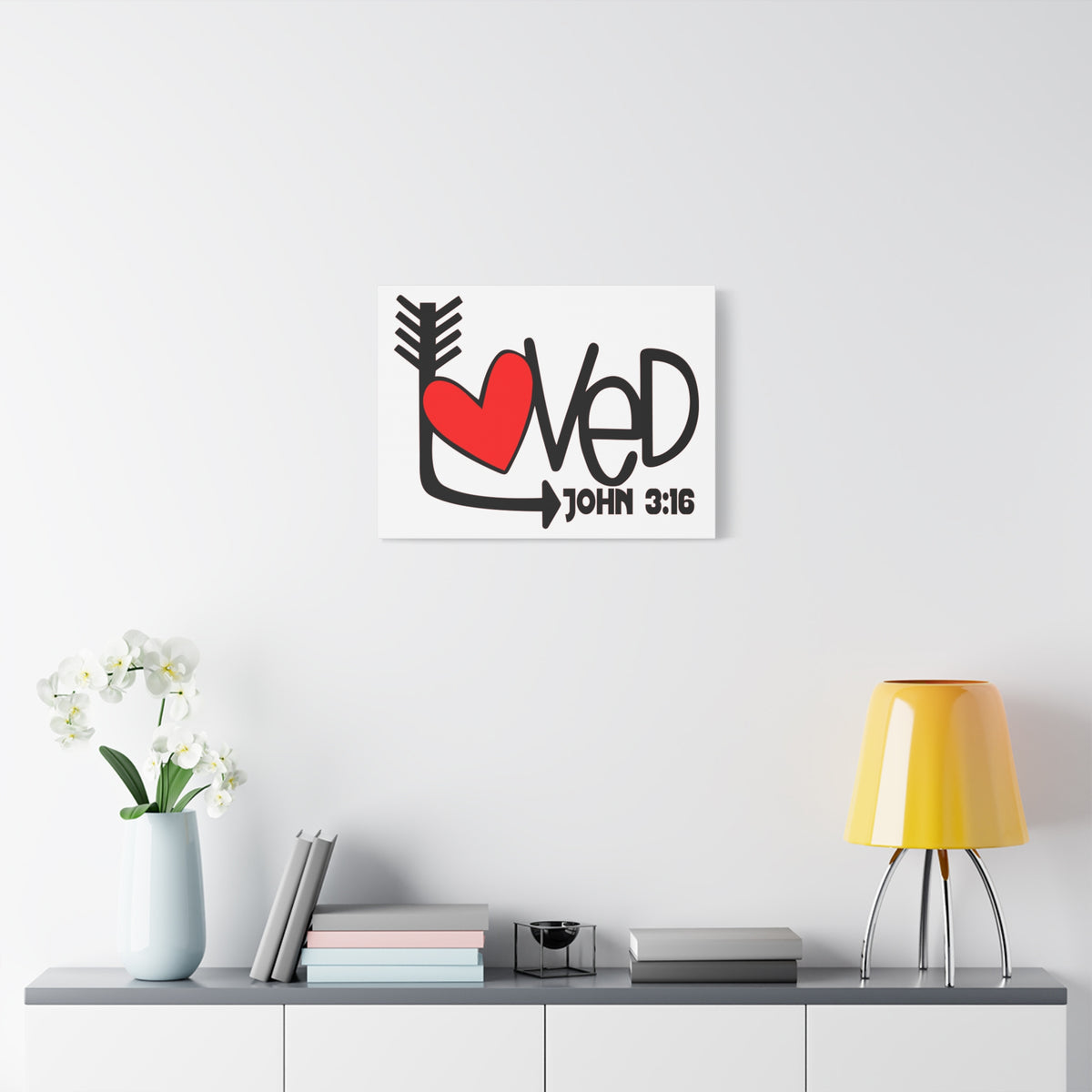 Scripture Canvas Loved John 3:16 Christian Wall Art Bible Verse Print Ready to Hang