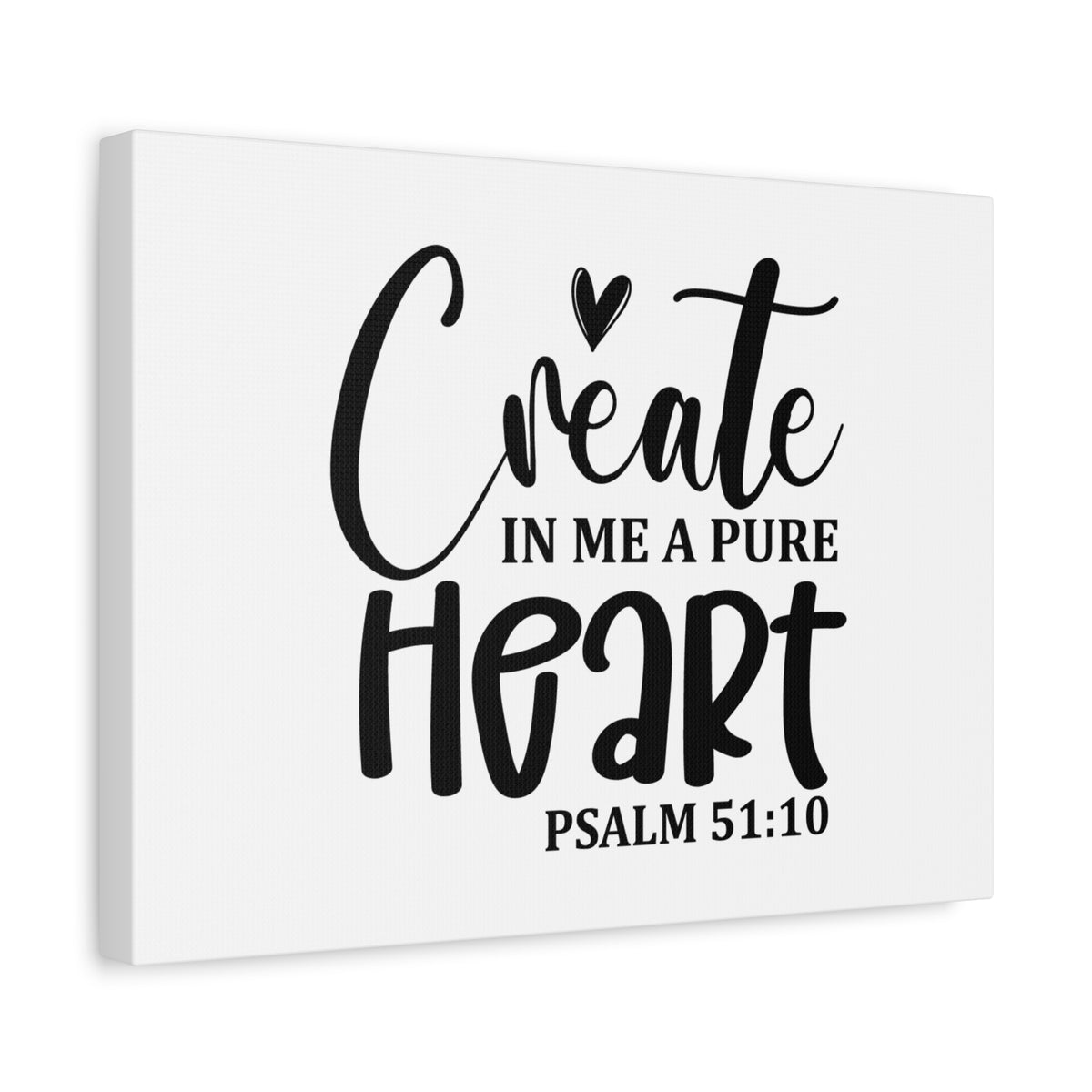 Scripture Canvas Pure Heart Psalm 51:10 Christian Wall Art Bible Verse Print Ready to Hang