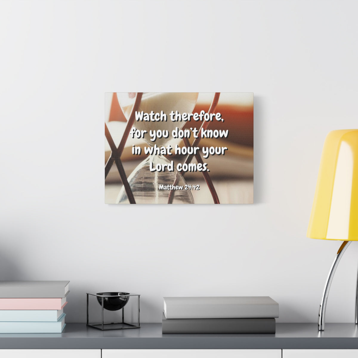 Scripture Canvas Hour Matthew 24:42 Christian Wall Art Bible Verse Print Ready to Hang