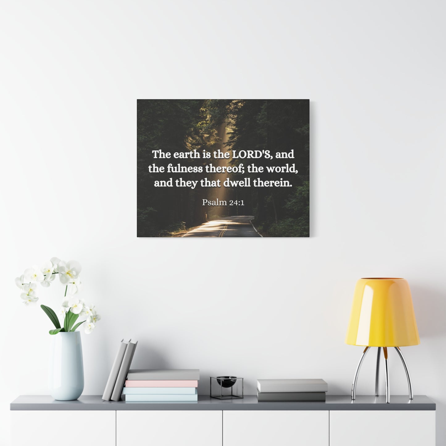 Scripture Canvas The World Psalm 24:1 Christian Wall Art Bible Verse Print Ready to Hang