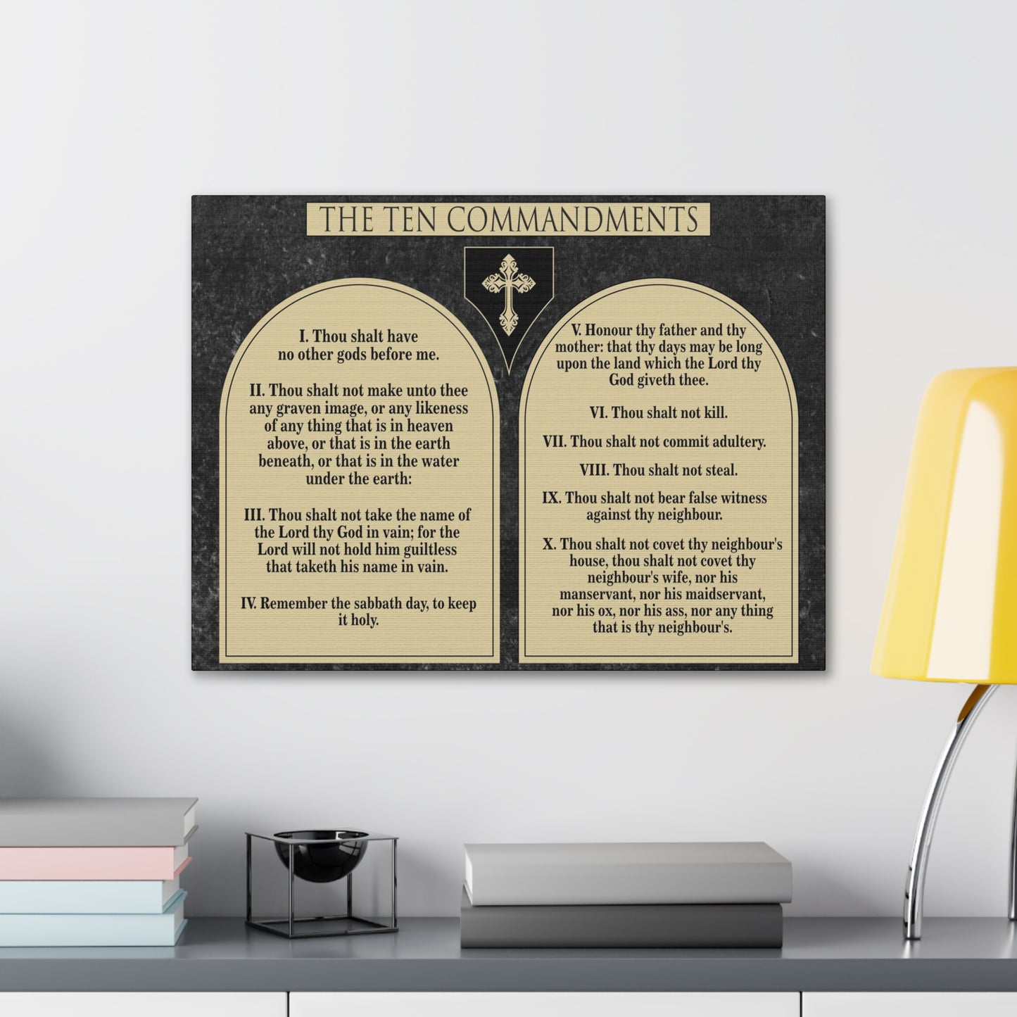 Ten Commandments Tablets Christian Wall Art Print Ready to Hang