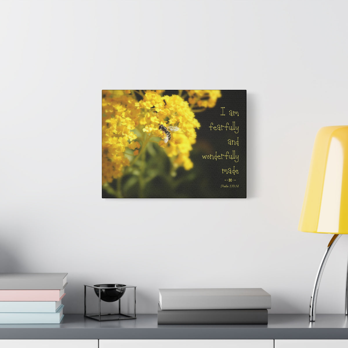 Scripture Walls Wonderfully Made Psalm 139:14 Bee Bible Verse Canvas Christian Wall Art Ready to Hang
