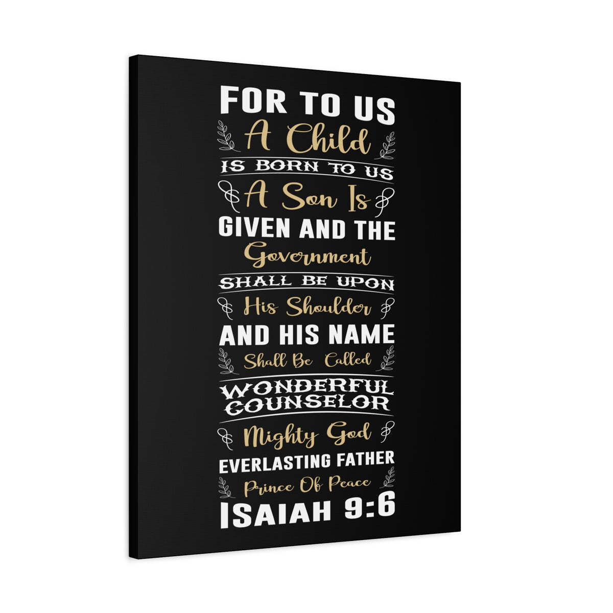 Scripture Canvas Wonderful Isaiah 9:6 Christian Wall Art Bible Verse Print Ready to Hang