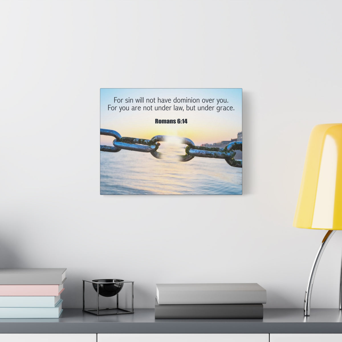 Scripture Canvas Trust Under Grace Romans 6:14 Christian Wall Art Bible Verse Print Ready to Hang