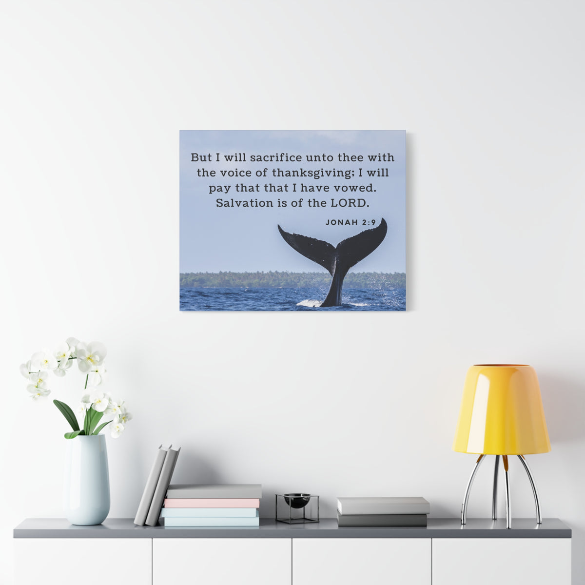 Scripture Canvas Salvation Jonah 2:9 Christian Wall Art Bible Verse Print Ready to Hang
