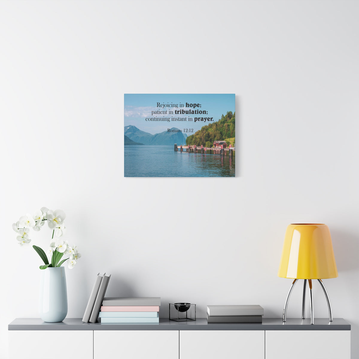 Scripture Canvas Rejoicing in Hope Romans 12:12 Christian Wall Art Bible Verse Print Ready to Hang