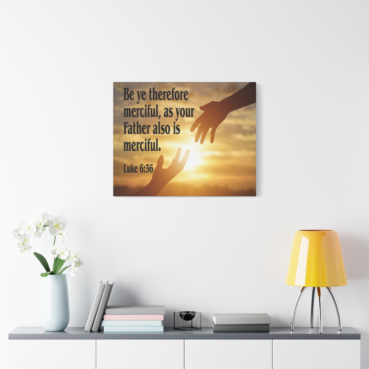 Scripture Canvas Merciful Father Luke 6:36 Christian Wall Art Bible Verse Print Ready to Hang