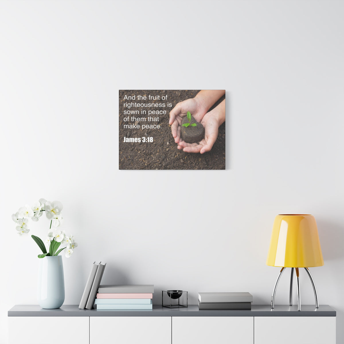 Scripture Canvas Fruit of Righteousness James 3:18 Christian Wall Art Bible Verse Print Ready to Hang