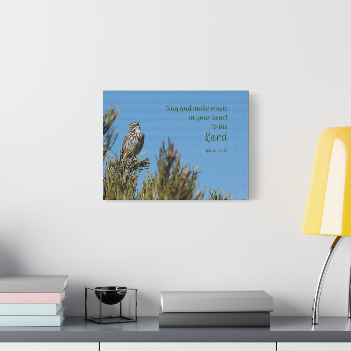 Scripture Canvas In Your Heart Ephesians 5:19 Christian Wall Art Bible Verse Print Ready to Hang