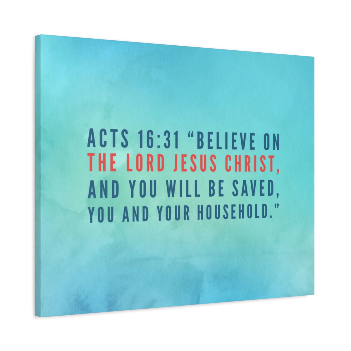 Scripture Canvas You Will Be Saved Acts 16:31 Christian Wall Art Bible Verse Print Ready to Hang