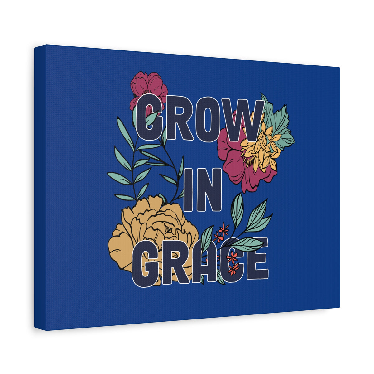 Scripture Canvas Grow In Grace 2 Peter 3:18 Yellow Flower Christian Wall Art Bible Verse Print Ready to Hang