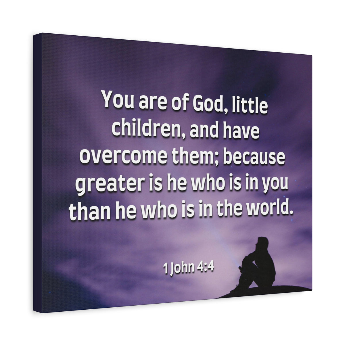 Scripture Canvas Overcome 1 John 4:4 Christian Wall Art Bible Verse Print Ready to Hang