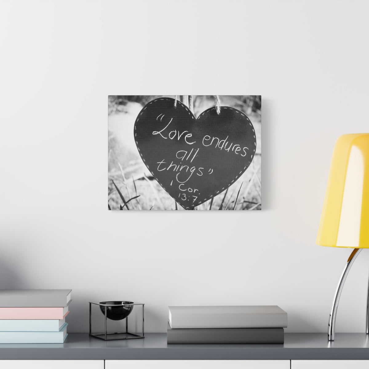 Scripture Canvas Love Endures 1 Cor 13:7 Christian Wall Art Bible Verse Print Ready to Hang