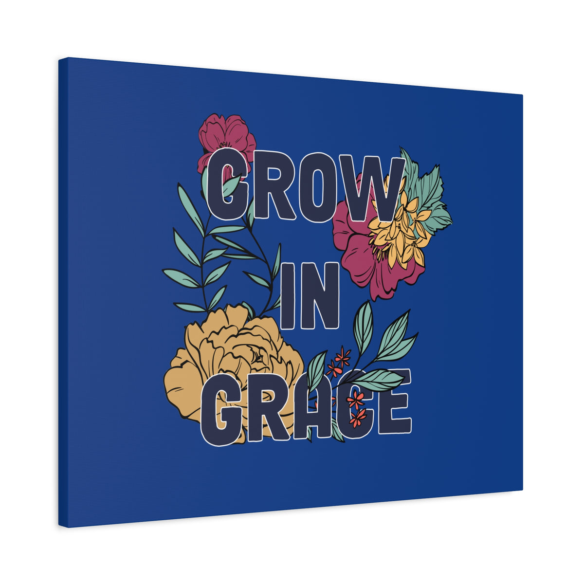 Scripture Canvas Grow In Grace 2 Peter 3:18 Yellow Flower Christian Wall Art Bible Verse Print Ready to Hang