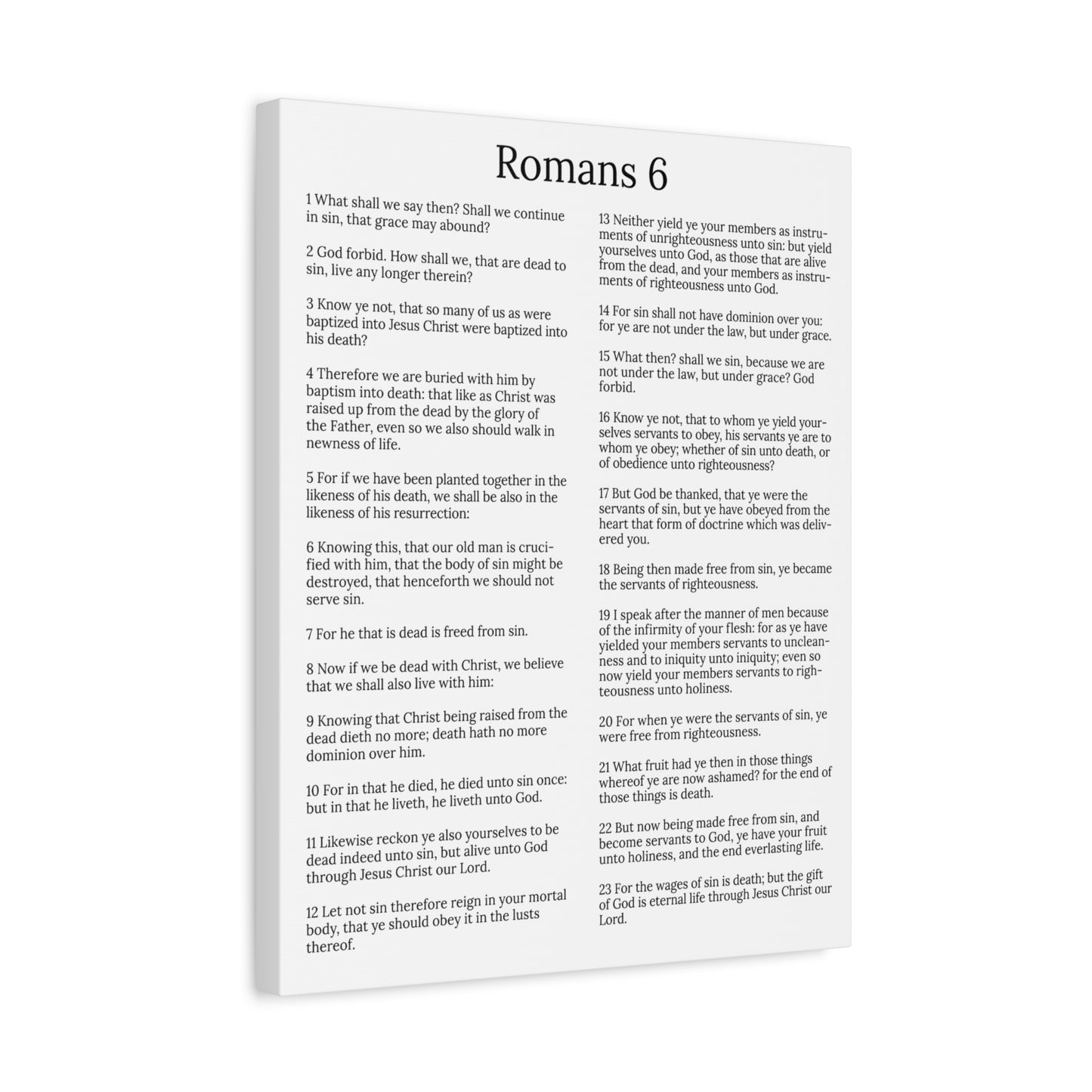 Scripture Walls Sanctification Roman 6 White Chapter Christian Wall Art Print Ready to Hang Unframed