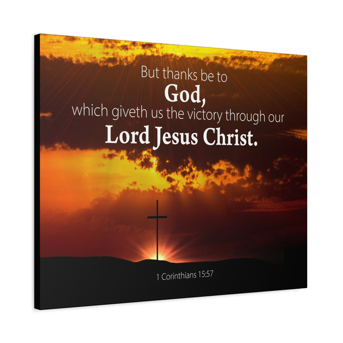 Scripture Canvas Thanks Be to God 1 Corinthians 15:57 Christian Wall Art Bible Verse Print Ready to Hang