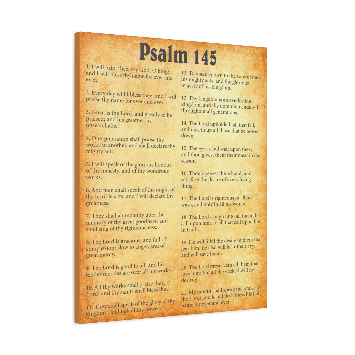 Scripture Walls Psalm 145 Gold Bible Chapter Canvas Christian Wall Art Ready to Hang