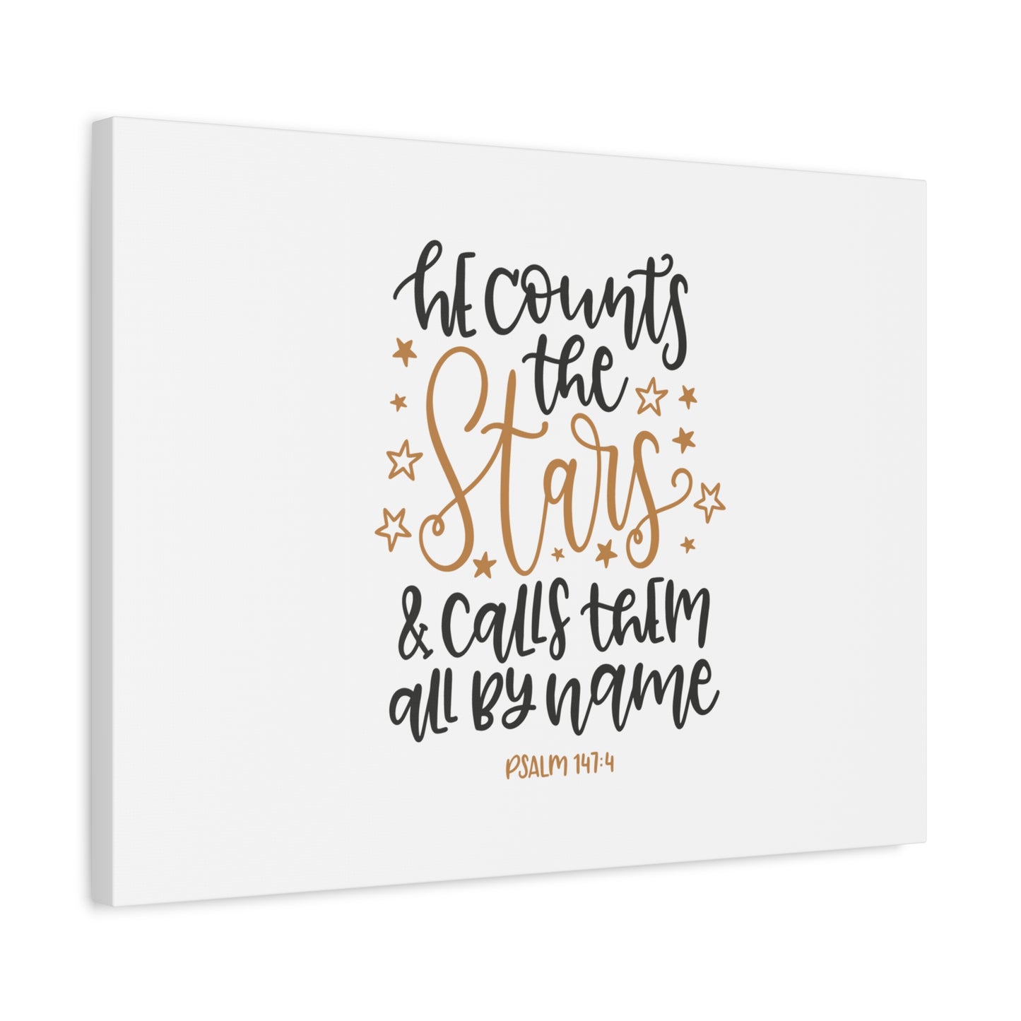 Scripture Canvas Calls Them Psalm 147:4 Christian Wall Art Bible Verse Print Ready to Hang