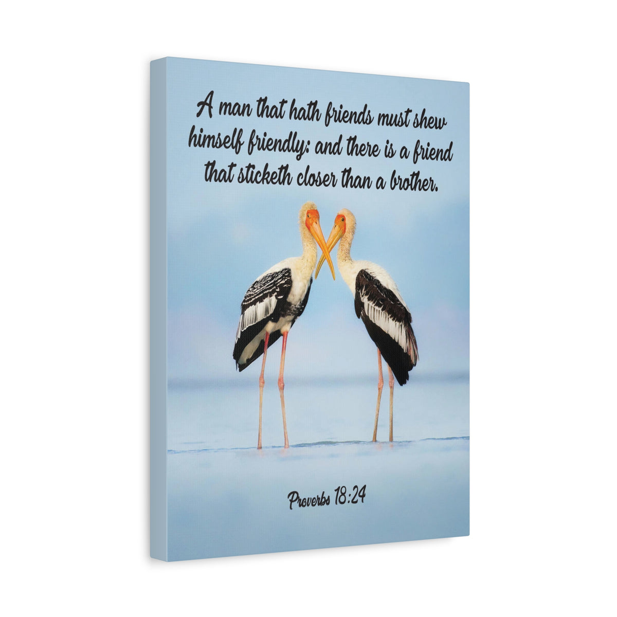 Scripture Canvas Closer Than a Brother Proverbs 18:24 Christian Wall Art Bible Verse Print Ready to Hang