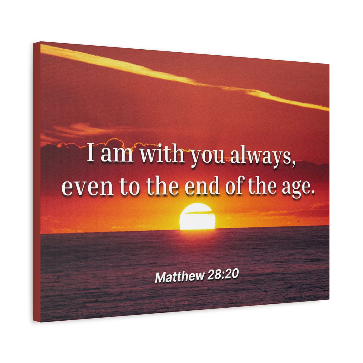 Scripture Canvas Unto The End Matthew 28:20 Christian Wall Art Bible Verse Print Ready to Hang