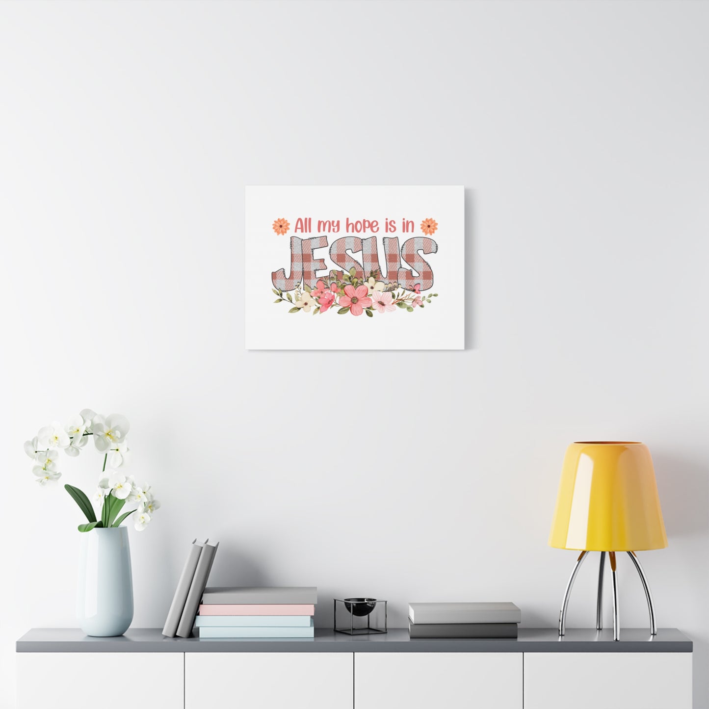 Scripture Canvas My Hope Is In Jesus Psalms 40:1 Flowers Christian Wall Art Bible Verse Print Ready to Hang