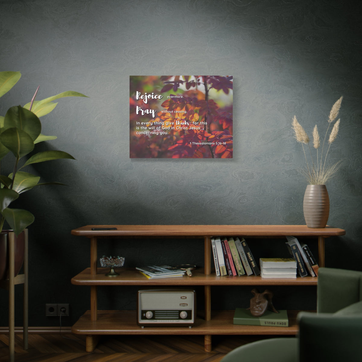 Scripture Canvas Rejoice, Pray, Thanks 1 Thessalonians 5:16 - 18 Christian Wall Art Bible Verse Print Ready to Hang