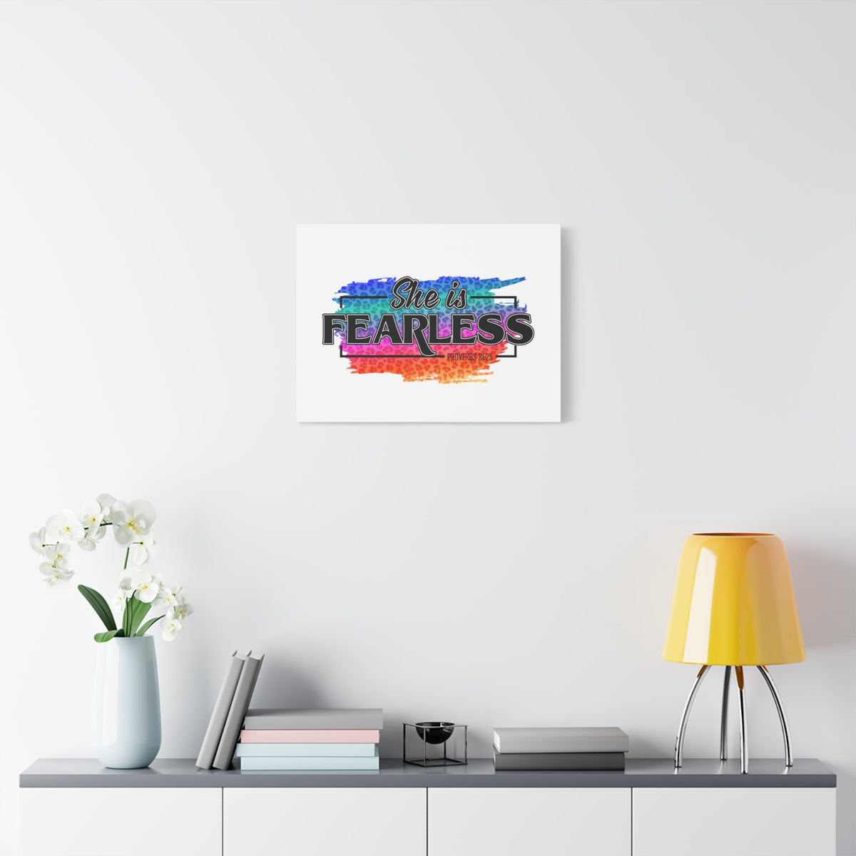 Scripture Canvas She Is Fearless Proverbs 31:25 Christian Wall Art Bible Verse Print Ready to Hang