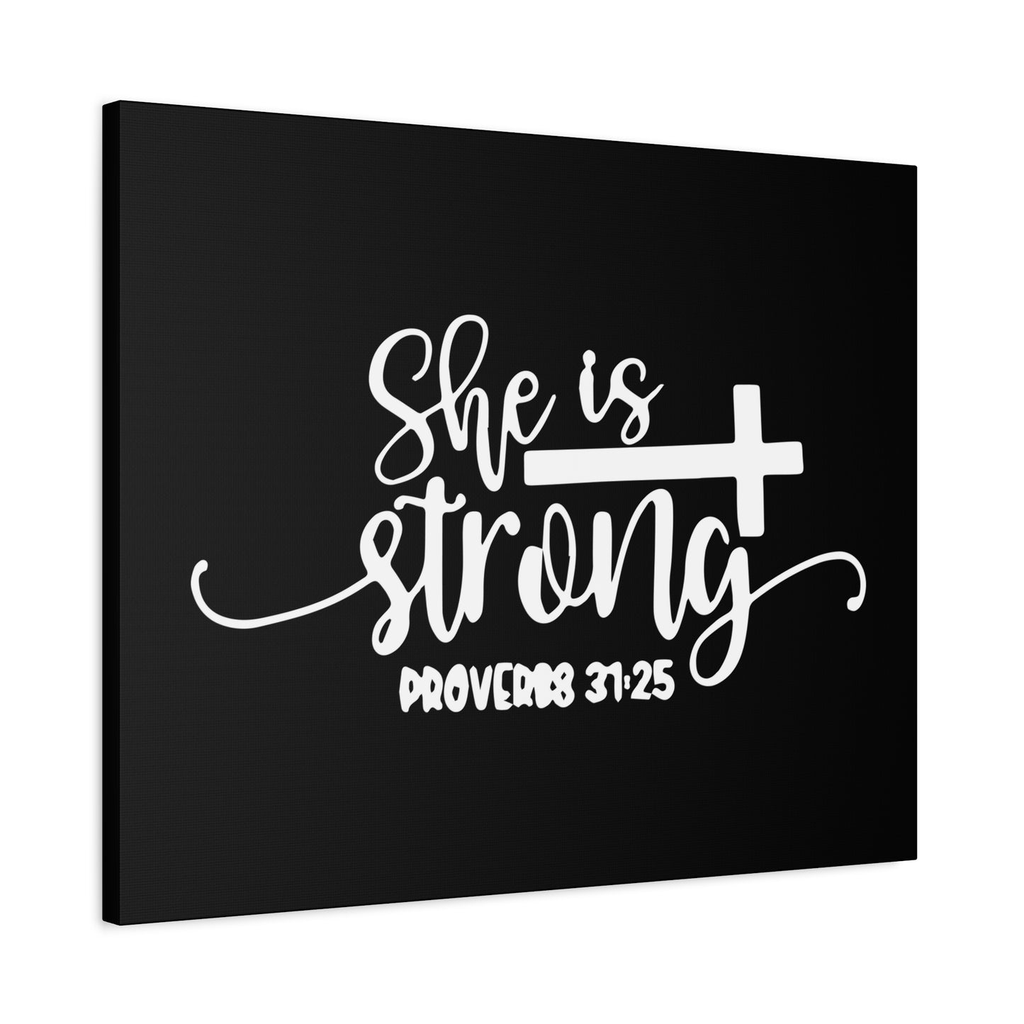 Scripture Canvas She Is Strong Proverbs 31:25 Christian Wall Art Bible Verse Print Ready to Hang