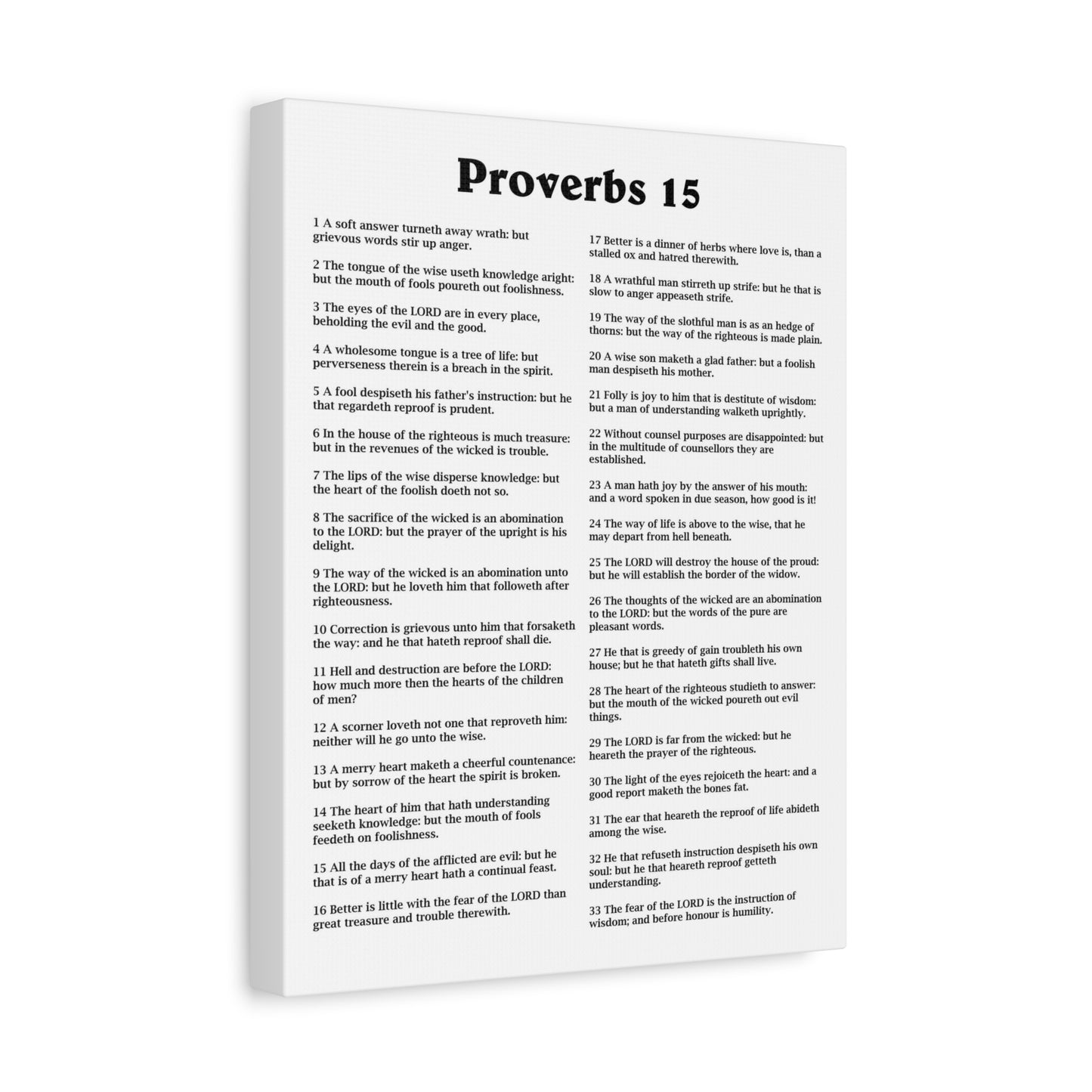 Scripture Walls Proverbs Chapter 15 White Bible Canvas Christian Wall Art Ready to Hang Unframed